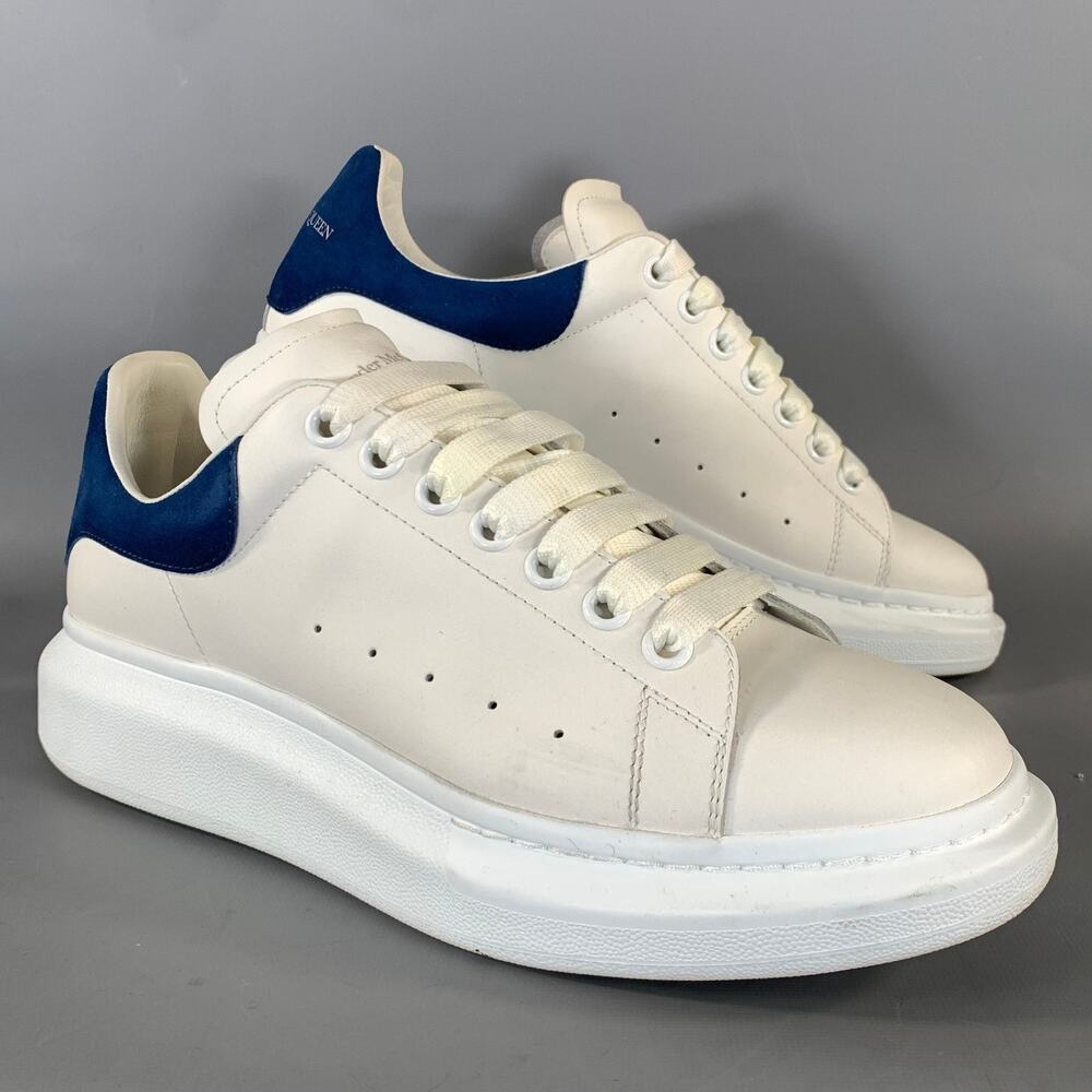 ALEXANDER MCQUEEN Size 9 White Navy Leather Lace Up Lace Up Shoes